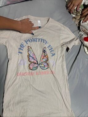 Bella Canvas Cream Tee with Pastel Multi-Color Butterfly Graphic